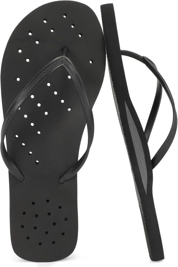 Shower Shoes Men : Quick Dry Arch Support Flip Flops, Non Slip Mens Flip-Flop for Beach Pool College Dorm Bathroom Thong Sandals with Drain Holes