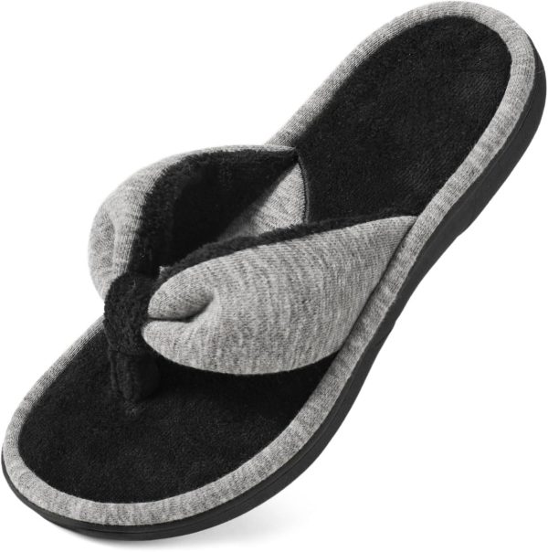 Women's Memory Foam Spa Thong Flip Flops Cozy Indoor Slippers, Ladies Summer Lightweight Open Toe House Sandals