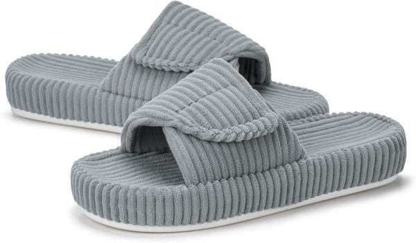 Women's Orthopedic Arch Support Slippers House Slippers for Women Adjustable Memory Foam Open Toe Indoor Bedroom Shoes Slide