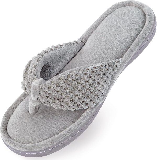 Women's Memory Foam Flip Flop Slippers - Adjustable Thong, Anti-Slip Indoor/Outdoor House Slides with Cloud Comfort